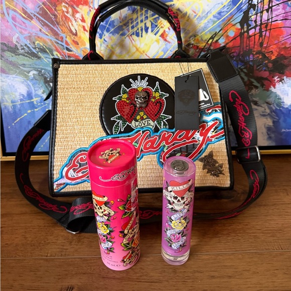 Ed Hardy Handbags - NWT Ed Hardy Bundle Tote & Perfume